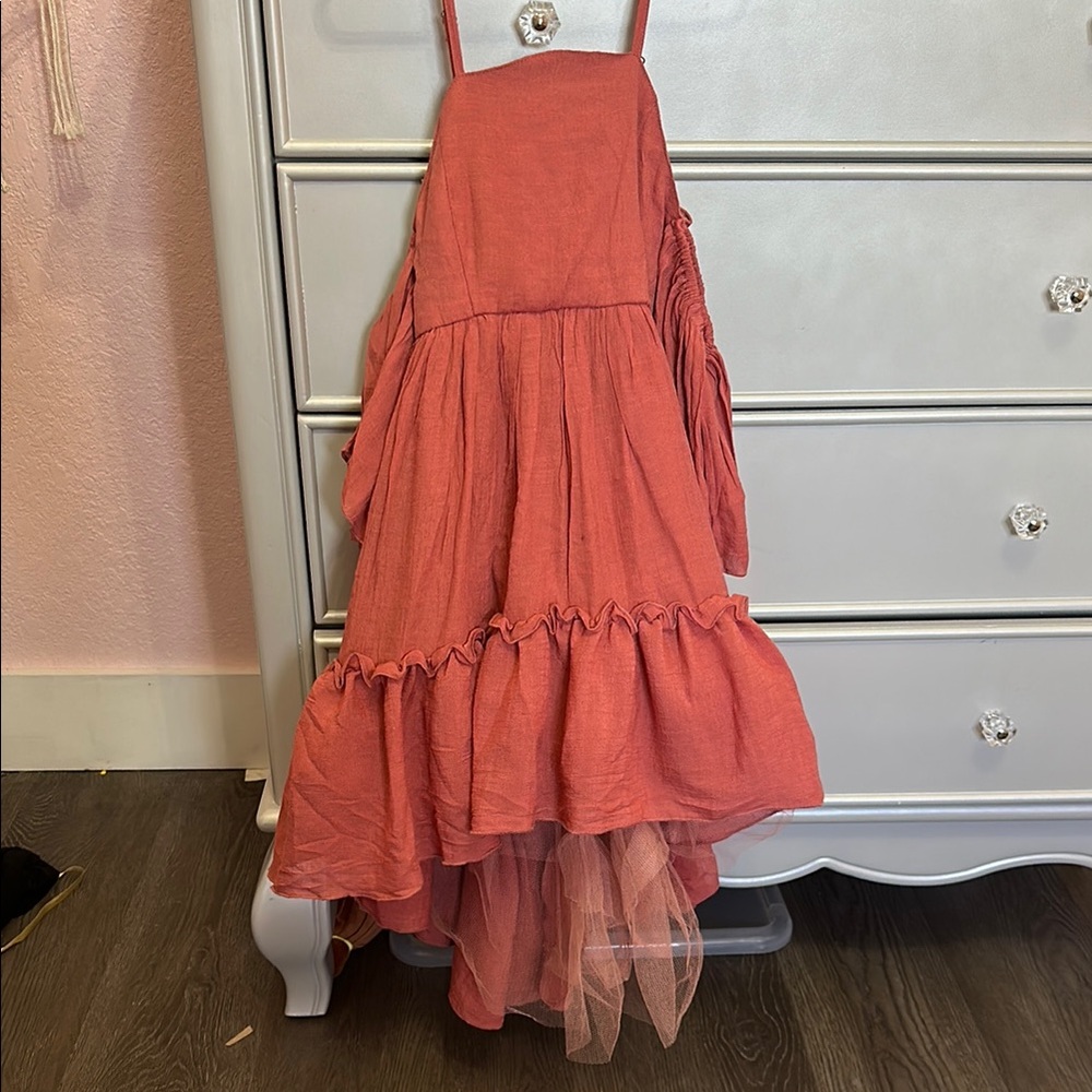 Joyfolie Terracotta Ruffle Dress